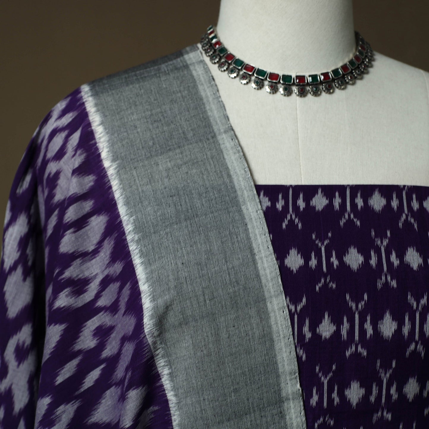 Handloom mercerised cotton pochampally ikat 2pc unstitched