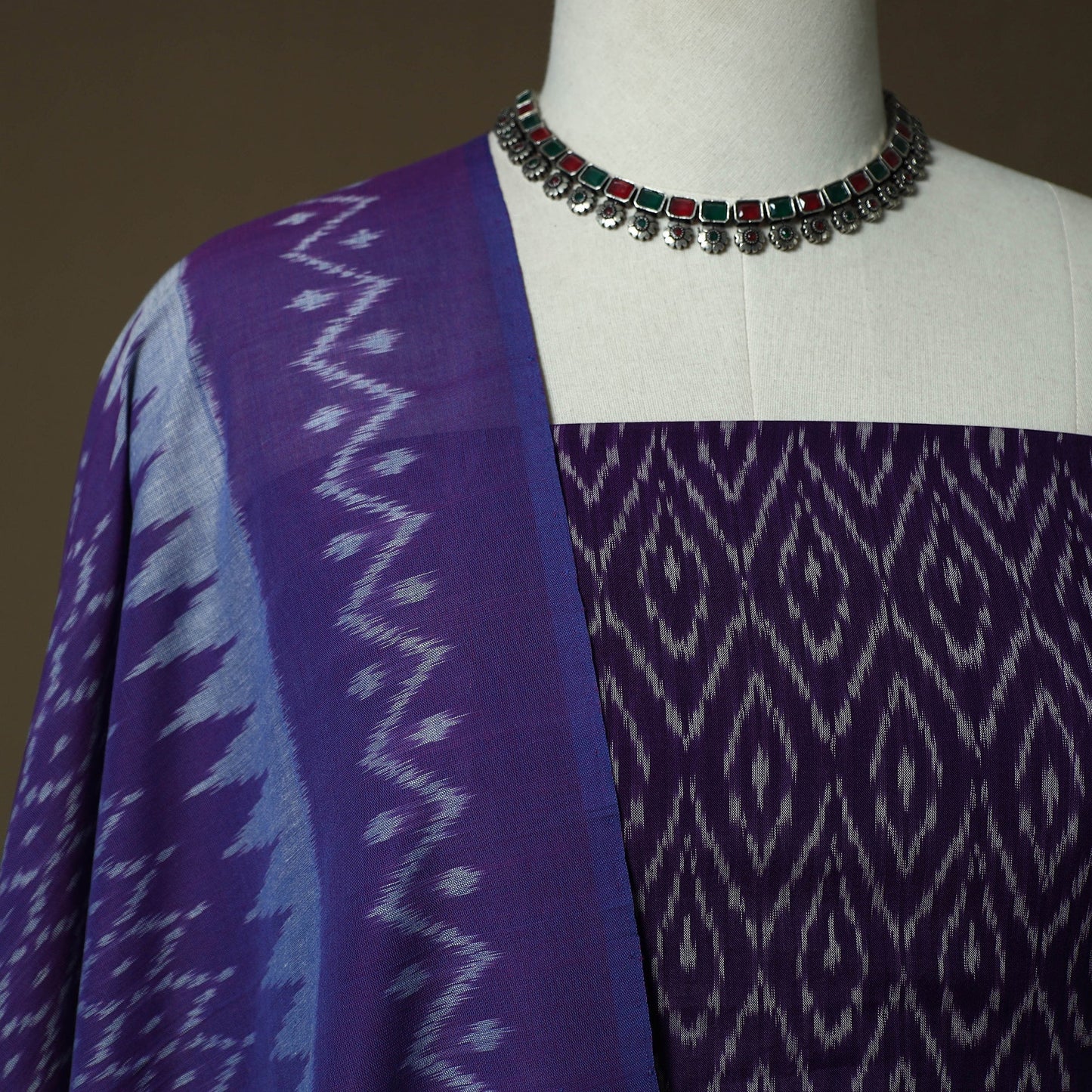 Handloom mercerised cotton pochampally ikat 2pc unstitched