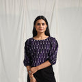  Purple Mercerised Cotton Pochampally Ikat Crop Top