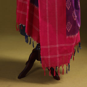 Purple - mercerised cotton pochampally ikat dupatta 07