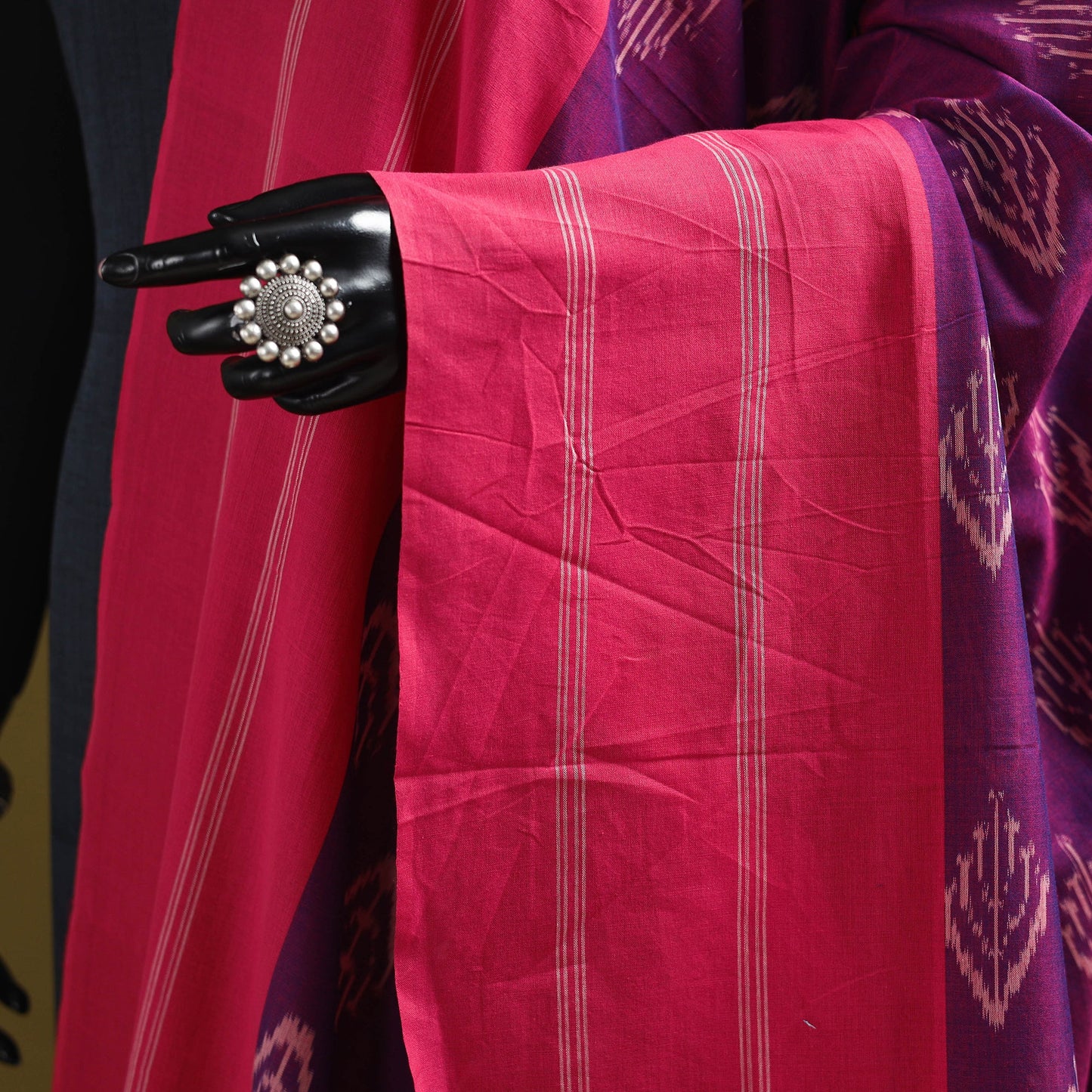 Purple - mercerised cotton pochampally ikat dupatta 07