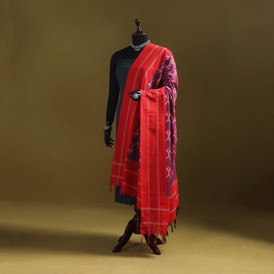 Purple - mercerised cotton pochampally ikat dupatta 14
