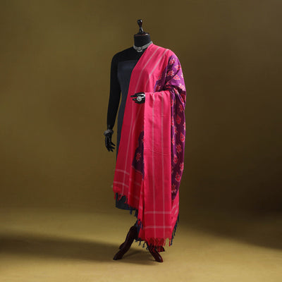Purple - mercerised cotton pochampally ikat dupatta 17