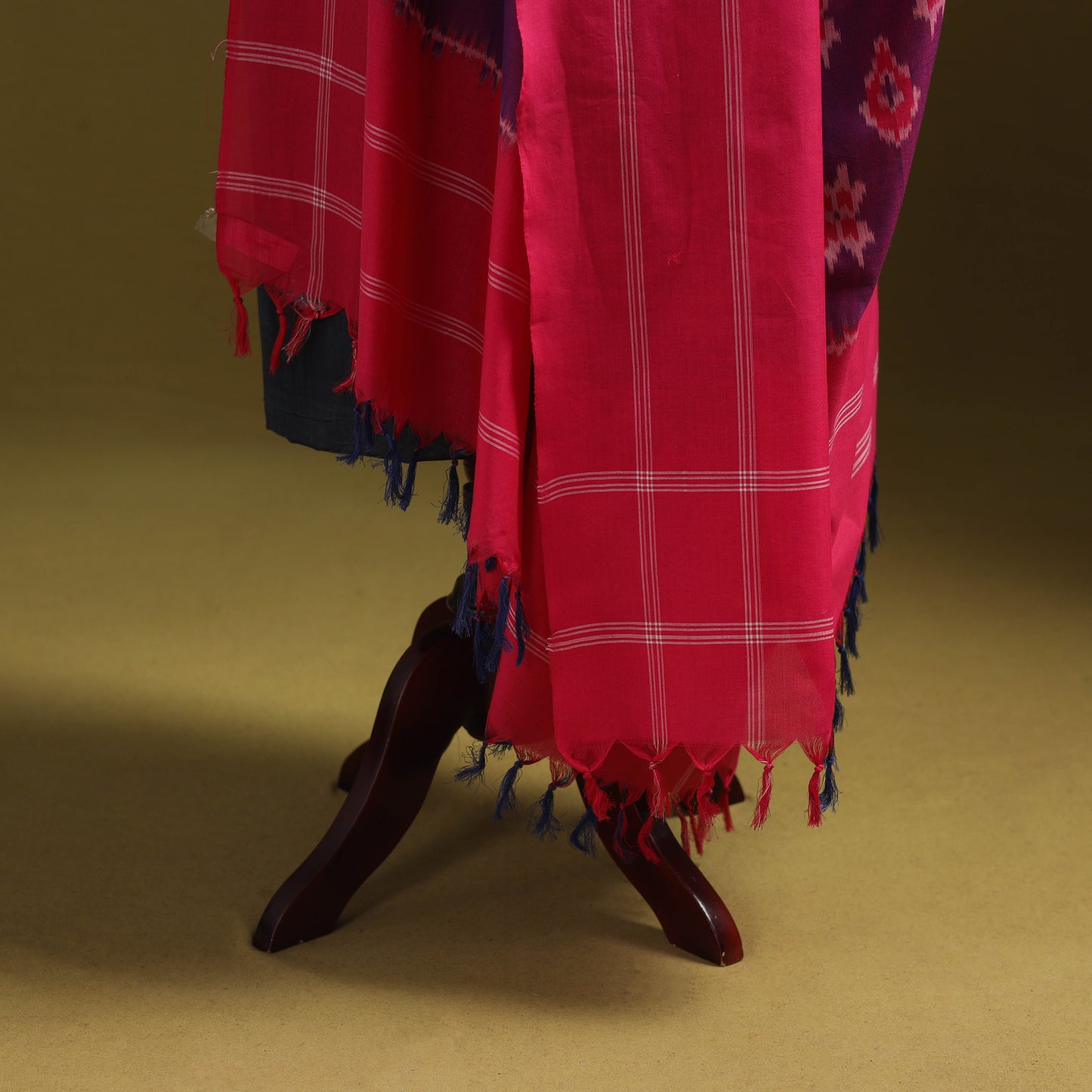 Purple - mercerised cotton pochampally ikat dupatta 17