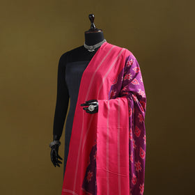 Purple - mercerised cotton pochampally ikat dupatta 17