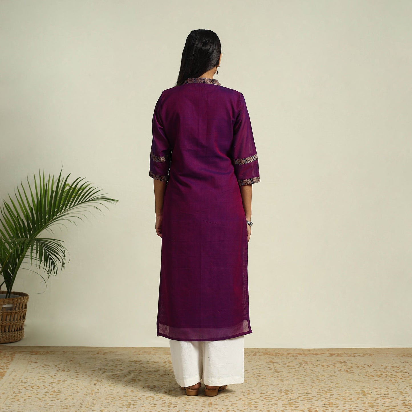 Buy Purple Mercerised Cotton Straight Dharwad Kurta