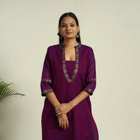 Buy Purple Mercerised Cotton Straight Dharwad Kurta