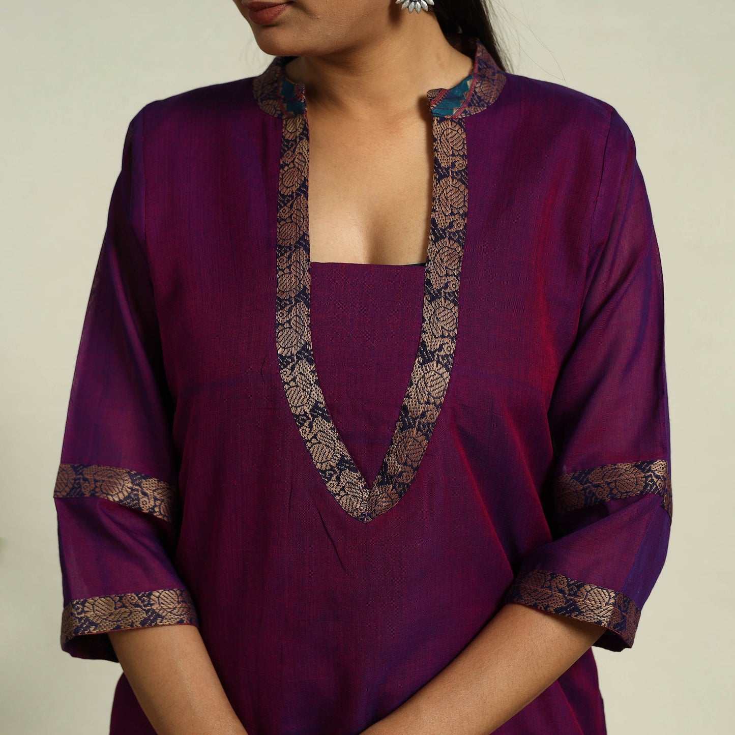 Buy Purple Mercerised Cotton Straight Dharwad Kurta