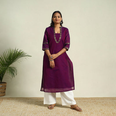 Buy Purple Mercerised Cotton Straight Dharwad Kurta