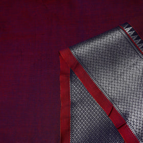  Purple Mercerised Cotton Zari Border Dharwad Fabric