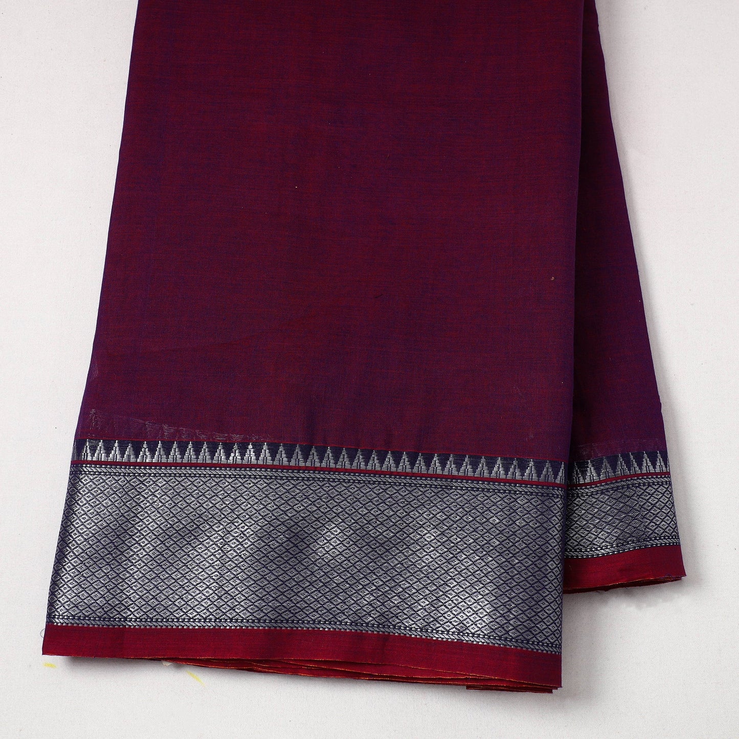  Purple Mercerised Cotton Zari Border Dharwad Fabric