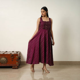 Buy Mercerized Cotton Flared Pochampally Ikat Dress