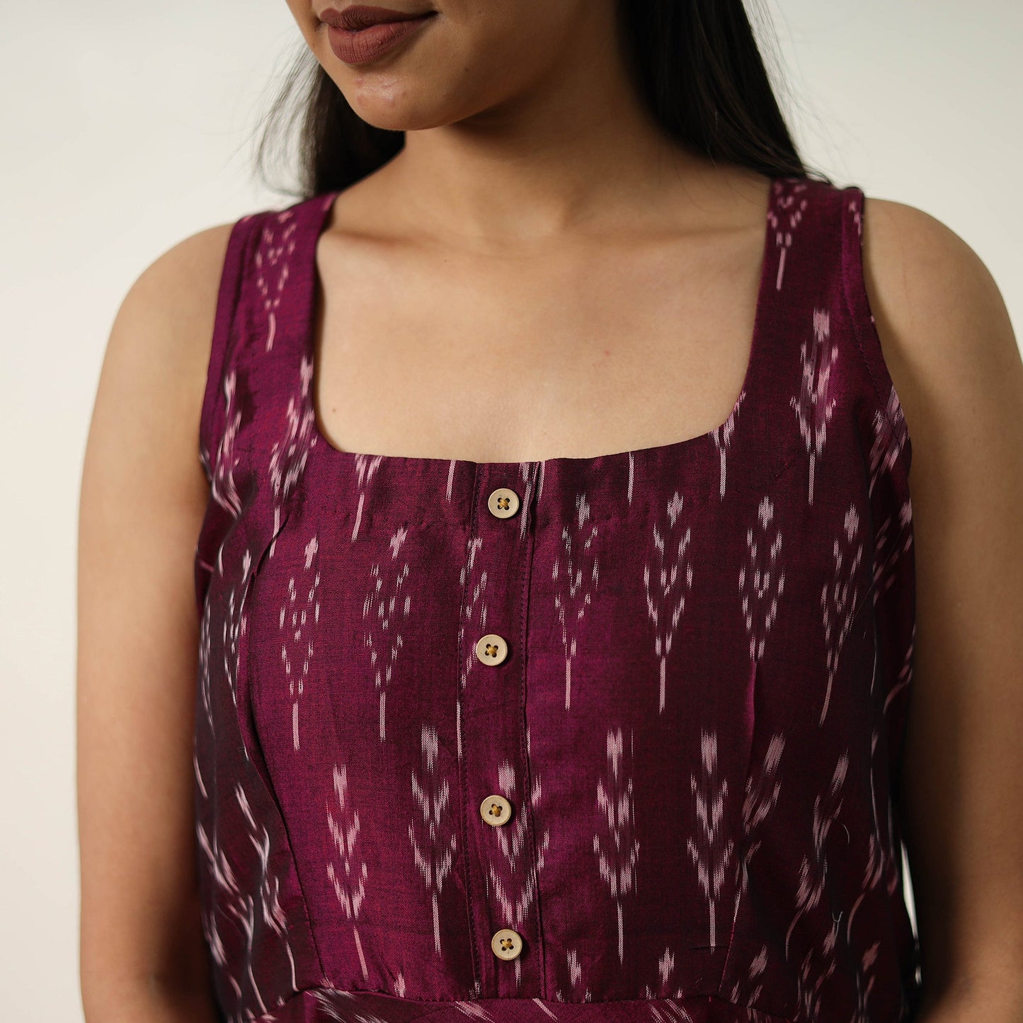 Buy Mercerized Cotton Flared Pochampally Ikat Dress