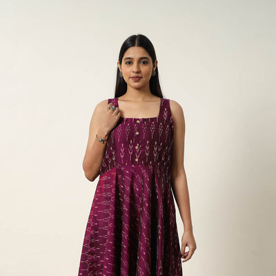 Buy Mercerized Cotton Flared Pochampally Ikat Dress
