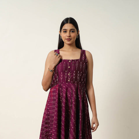 Buy Mercerized Cotton Flared Pochampally Ikat Dress