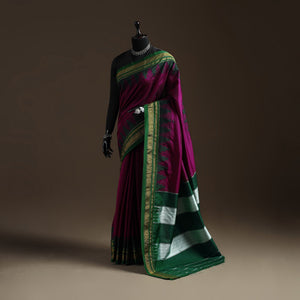 Mercerized cotton gadwal ilkal saree with temple zari