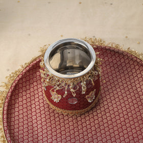 Purple mirror beads karwa chauth thali set 05 - handcrafted