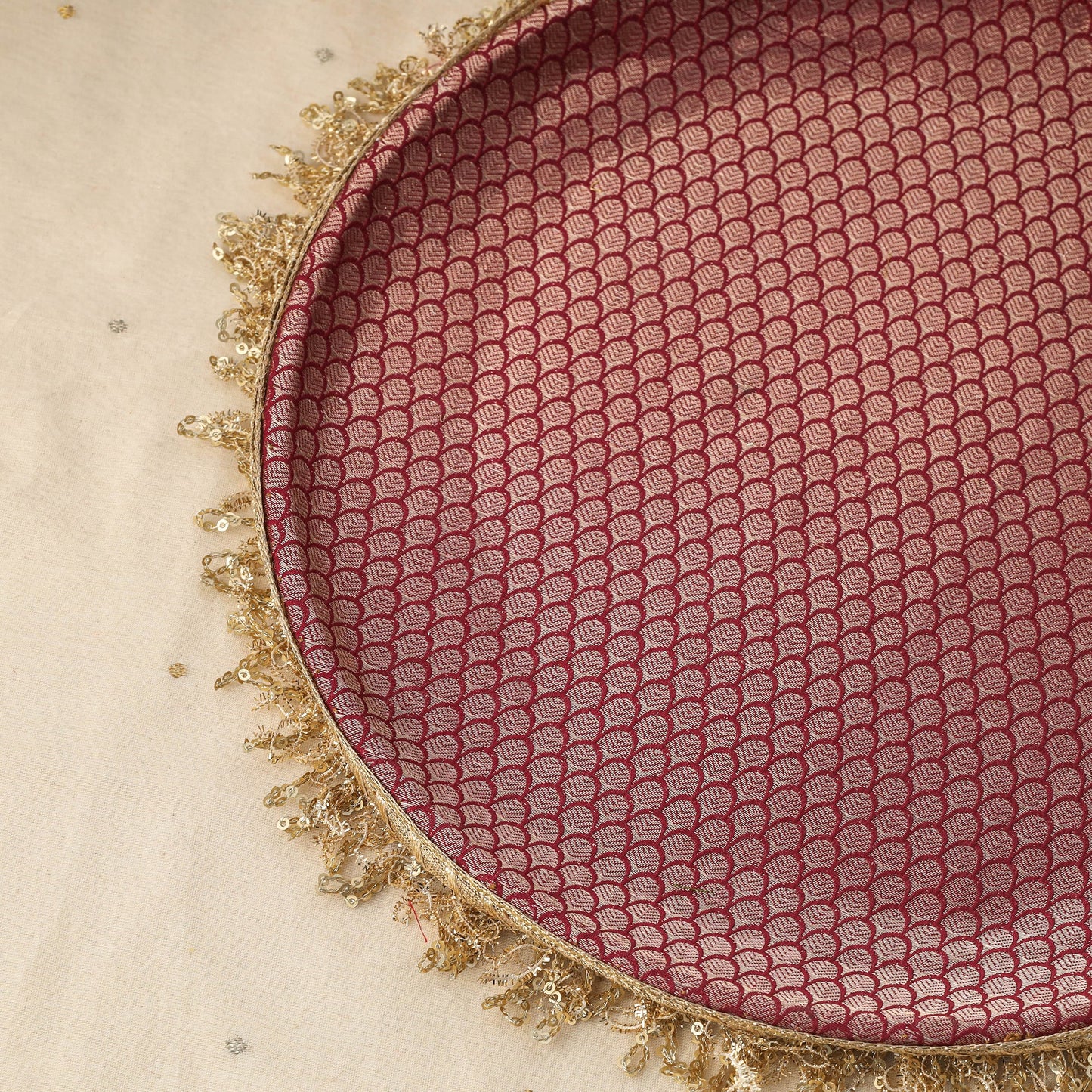 Purple mirror beads karwa chauth thali set 05 - handcrafted