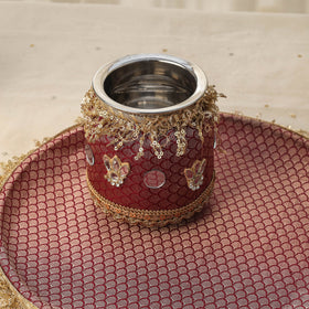 Purple mirror beads karwa chauth thali set 05 - handcrafted