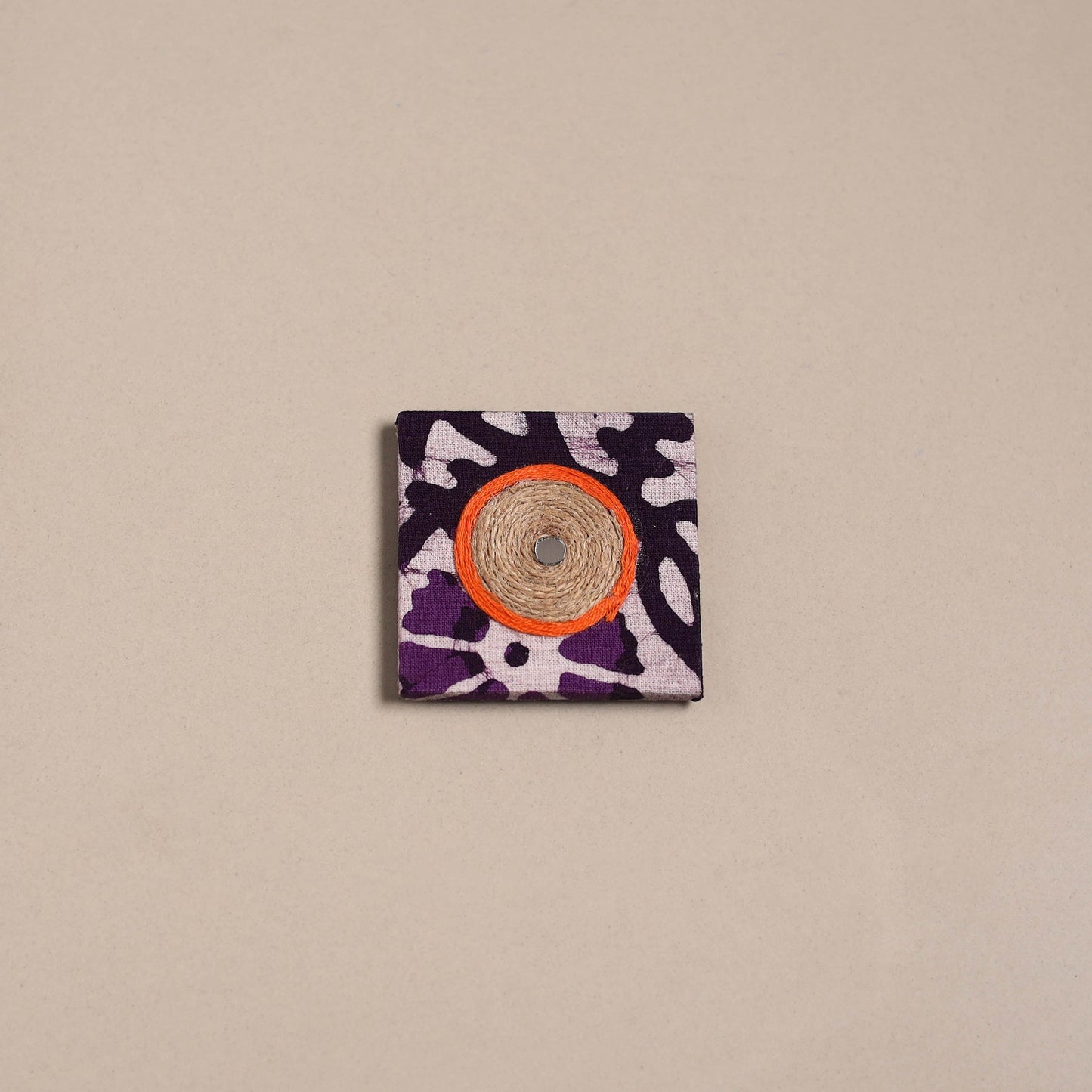 Mirror work handmade fabart jute magnet 36 - handcrafted