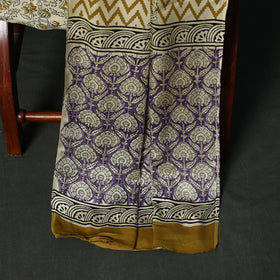Modal silk hand block bagru print 3pc unstitched dress