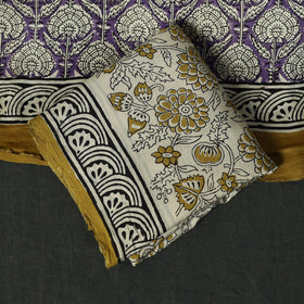 Modal silk hand block bagru print 3pc unstitched dress