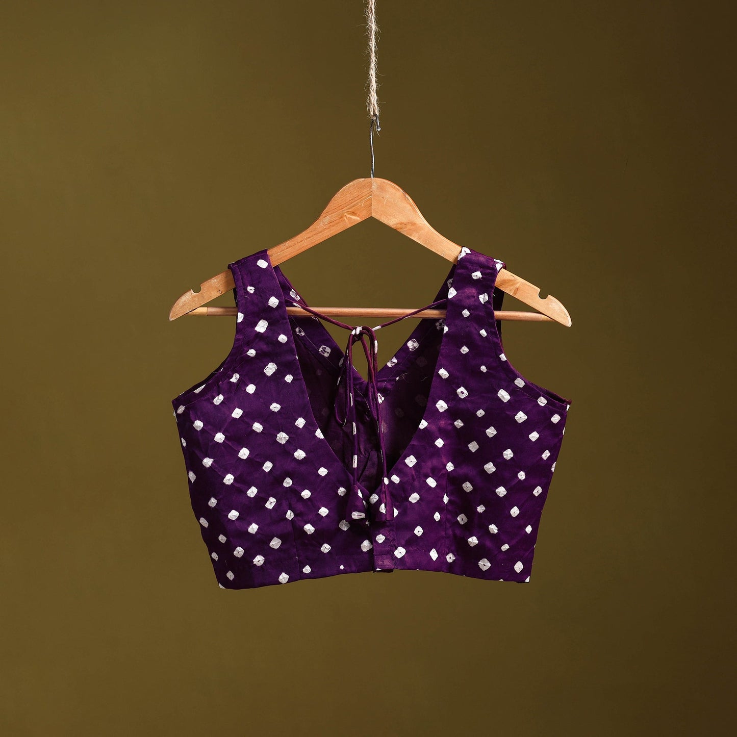 Purple - modal silk stitched tie-dye bandhani blouse 06