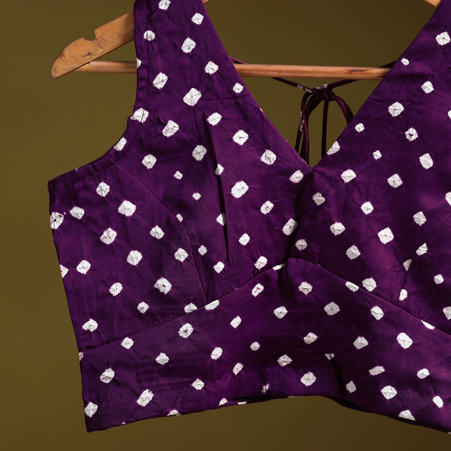 Purple - modal silk stitched tie-dye bandhani blouse 06