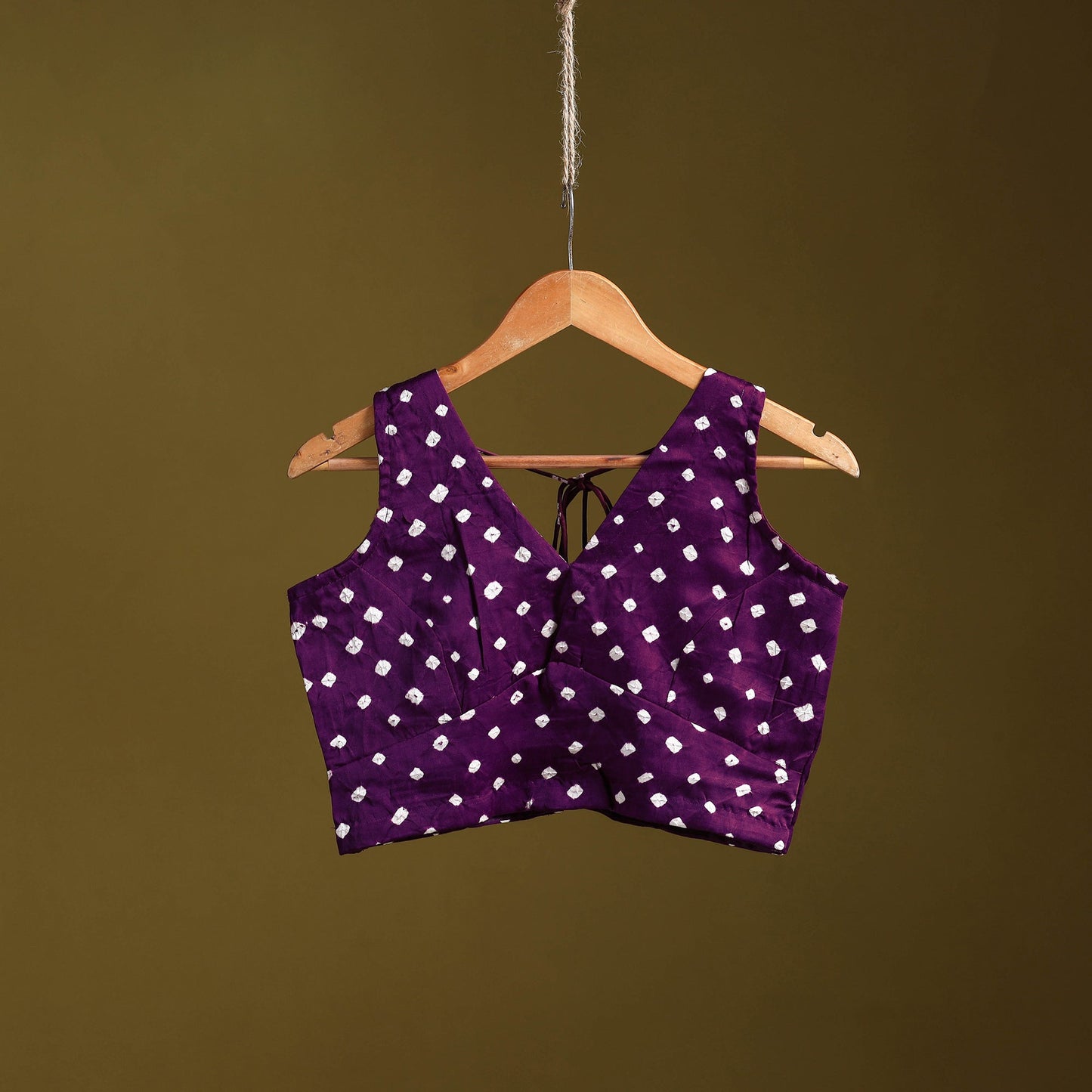 Purple - modal silk stitched tie-dye bandhani blouse 06