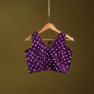 Purple - modal silk stitched tie-dye bandhani blouse 06
