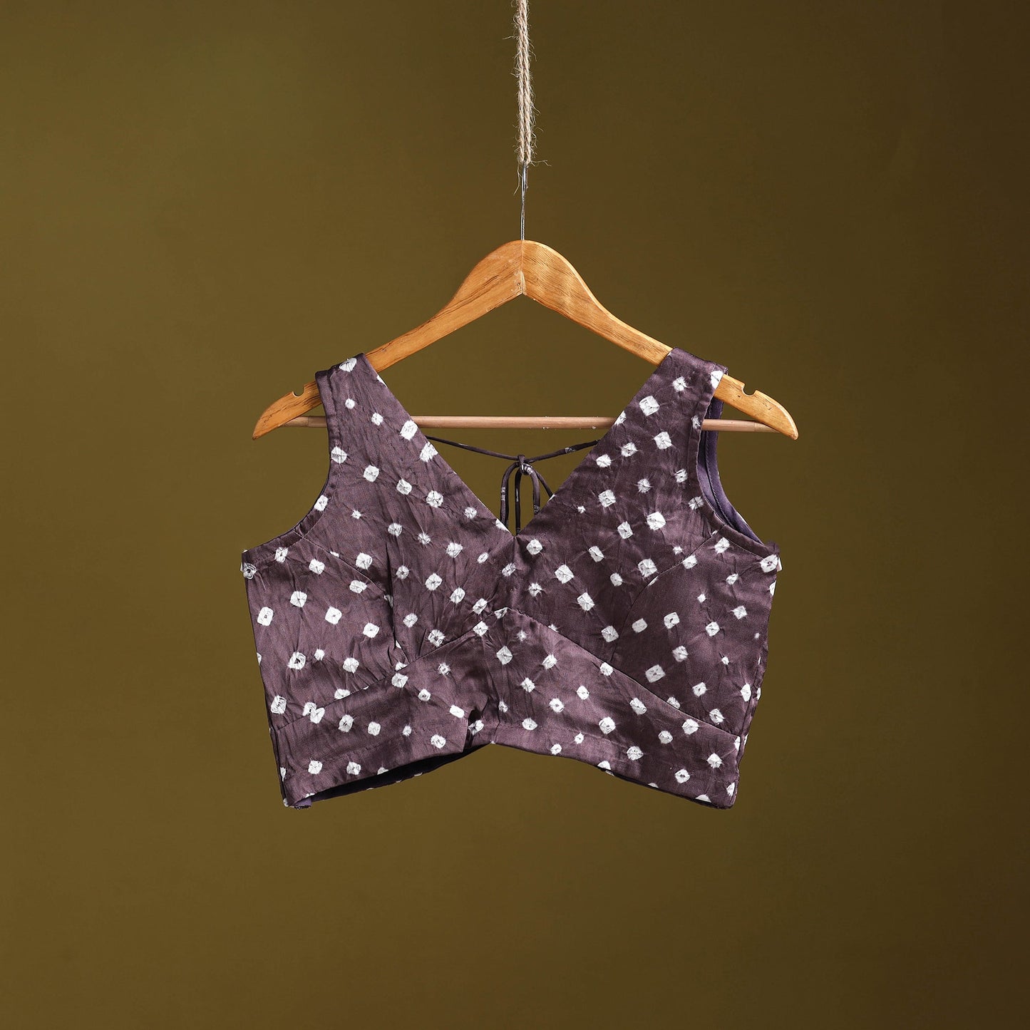 Purple - modal silk stitched tie-dye bandhani blouse 08