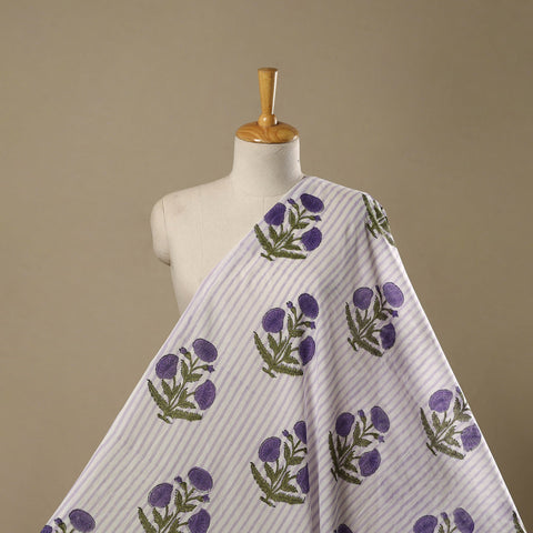 Mughal butta hand pure mul cotton sanganeri fabric 27