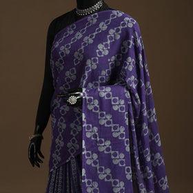 Purple - mul cotton hand batik saree 07 - handcrafted