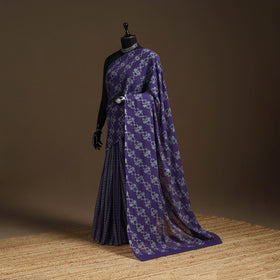 Purple - mul cotton hand batik saree 07 - handcrafted