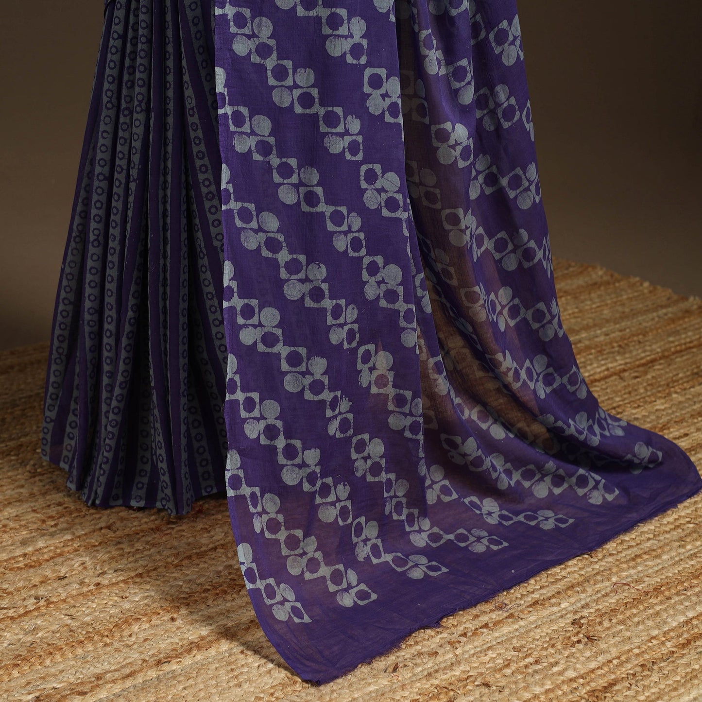 Purple - mul cotton hand batik saree 07 - handcrafted