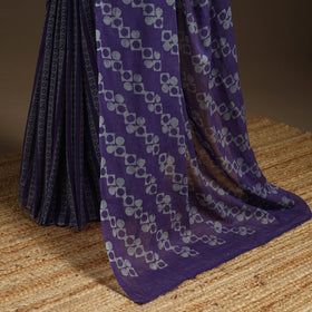 Purple - mul cotton hand batik saree 07 - handcrafted