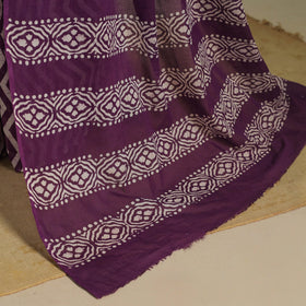 Purple - mul cotton hand batik saree 42 - handcrafted