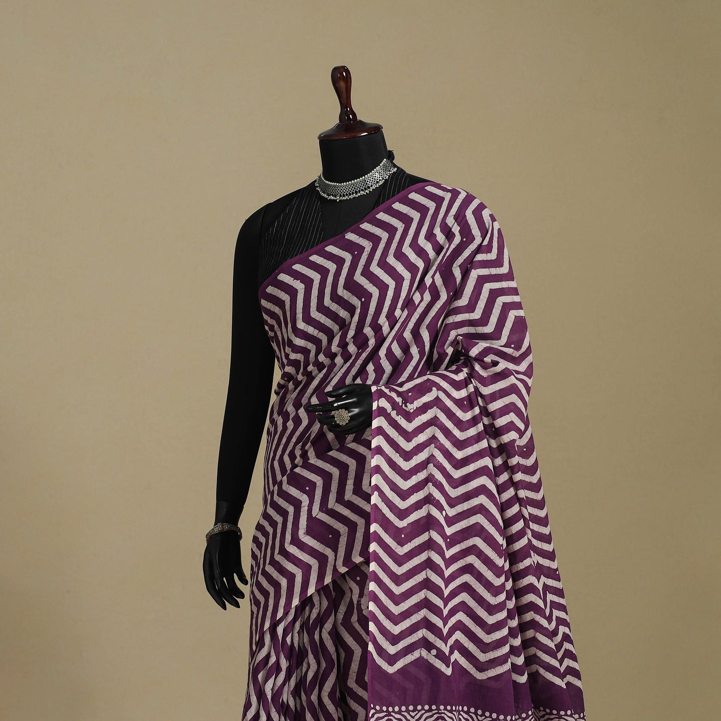 Purple - mul cotton hand batik saree 42 - handcrafted