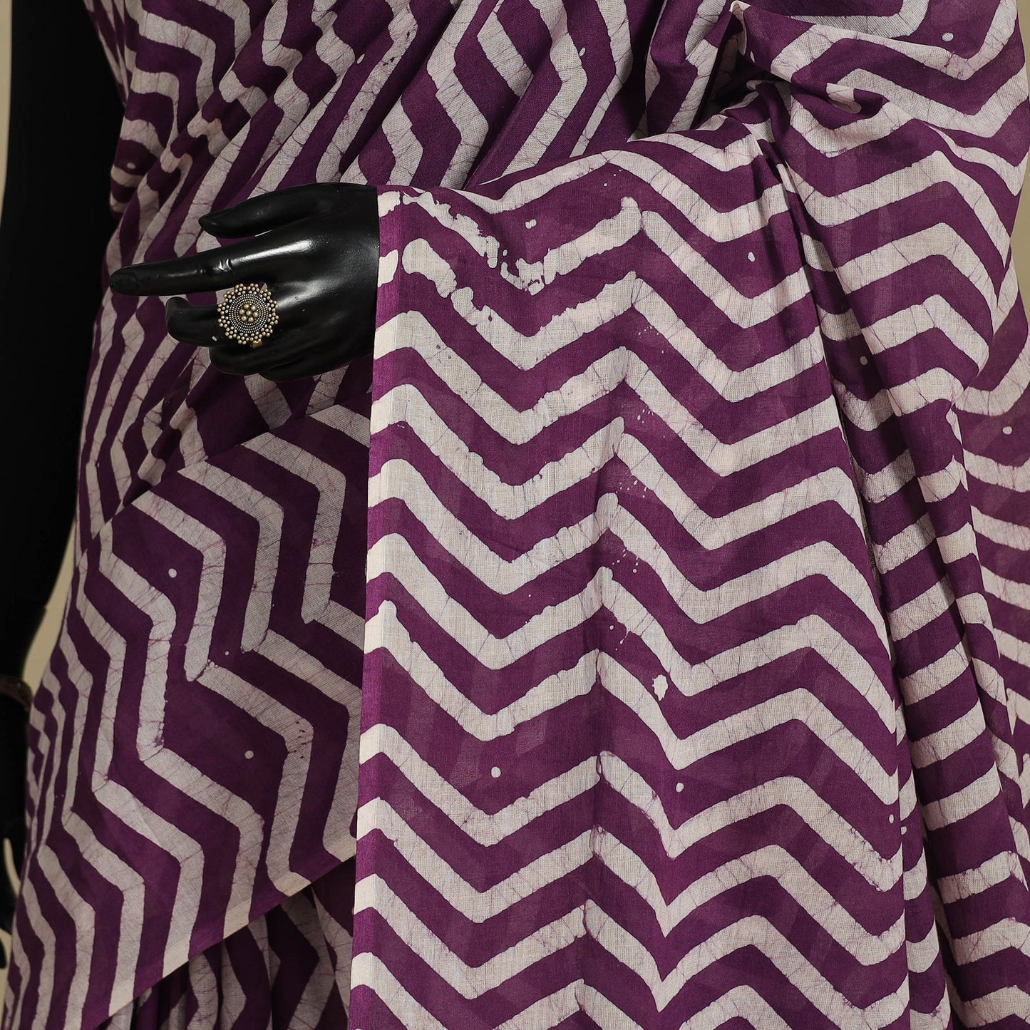 Purple - mul cotton hand batik saree 42 - handcrafted