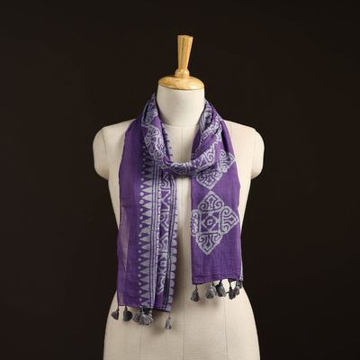 Mul cotton kutch hand batik stole with tassels 14