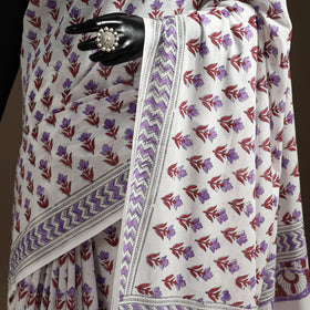 Purple - mul cotton sanganeri saree 01 - handcrafted