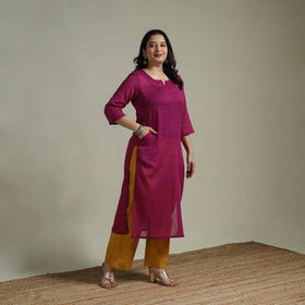 Mulmalai cotton plain dyed straight kurta 02 - handcrafted