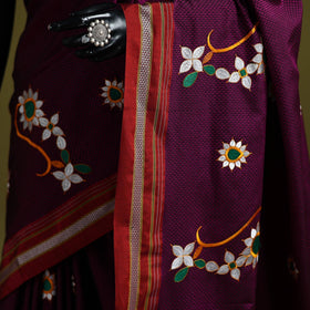 Nath work silk cotton khun saree 05 - handcrafted
