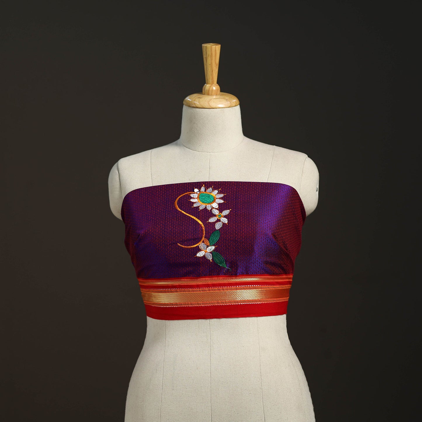 Purple - nathani work mercerised cotton khun blouse piece