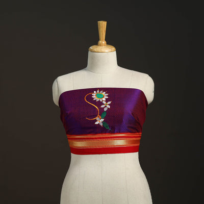 Purple - nathani work mercerised cotton khun blouse piece