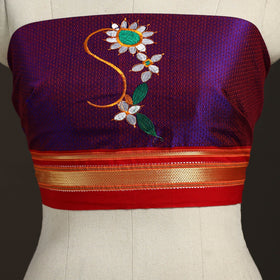 Purple - nathani work mercerised cotton khun blouse piece