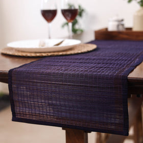 Purple Natural Bamboo Bagh Block Printed Dining Table Runner