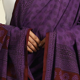  Purple Natural Dye Mul Cotton Bagh Print Dupatta
