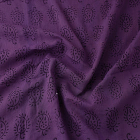 Purple - Natural Dyed Bagh Print Mul Cotton Fabric 09