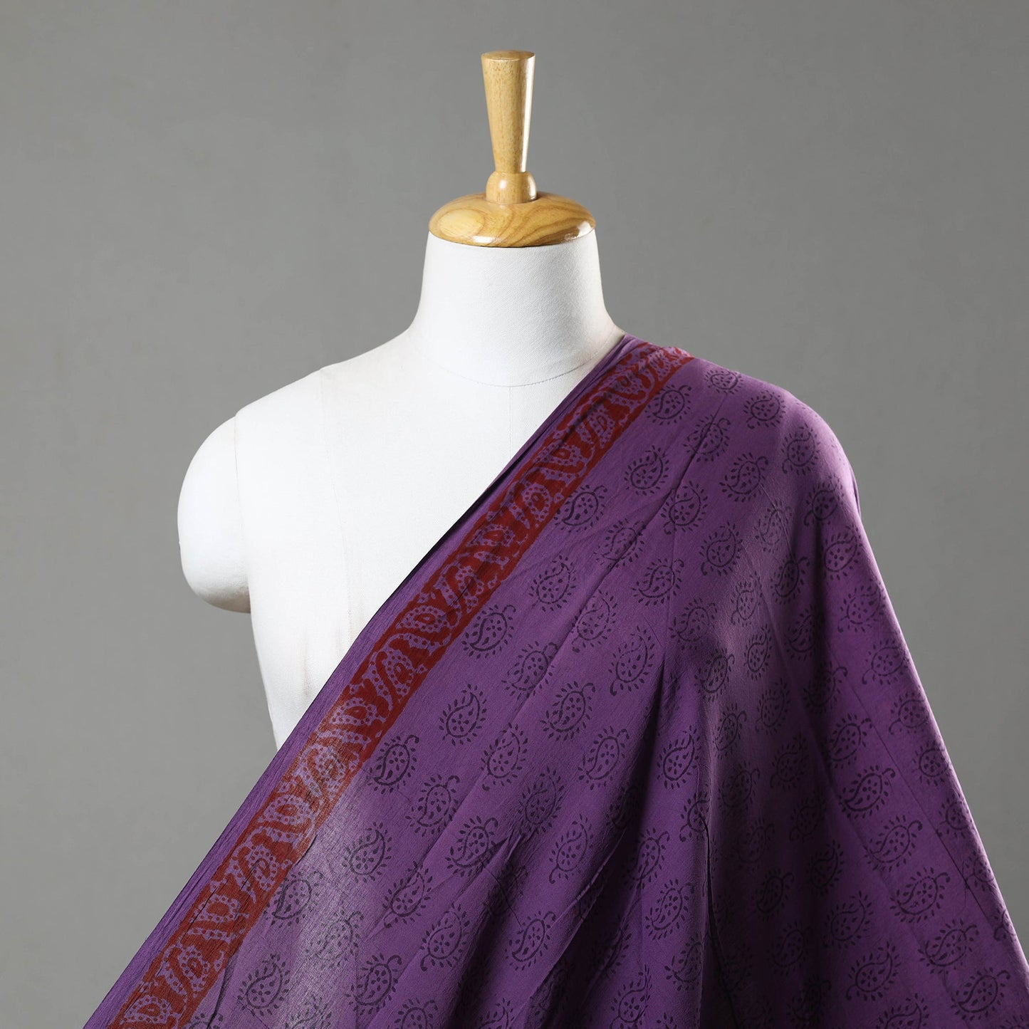 Purple - Natural Dyed Bagh Print Mul Cotton Fabric 09